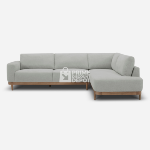 Contemporary fabric sectional sofa with medium-firm seating and a limited lifetime frame warranty.