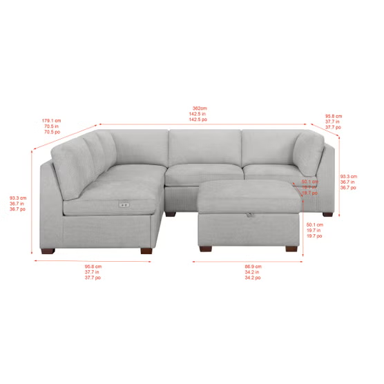 Thomasville Rockford 6-piece Fabric Modular Sectional - Image 7