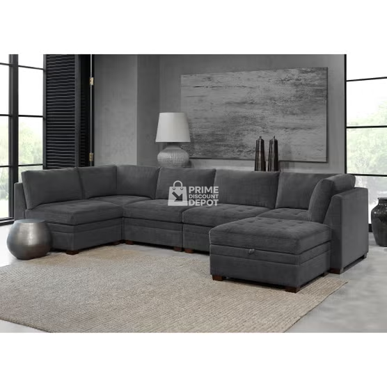 Thomasville Tisdale Fabric Sectional with Storage Ottoman - Image 7