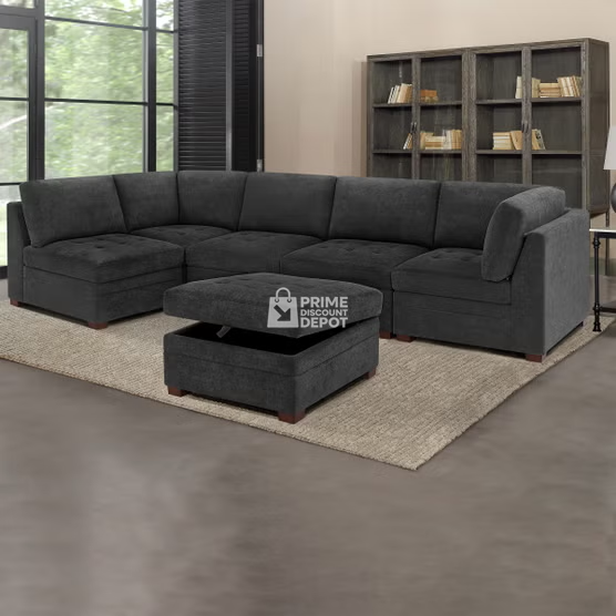 Thomasville Tisdale Fabric Sectional with Storage Ottoman - Image 3