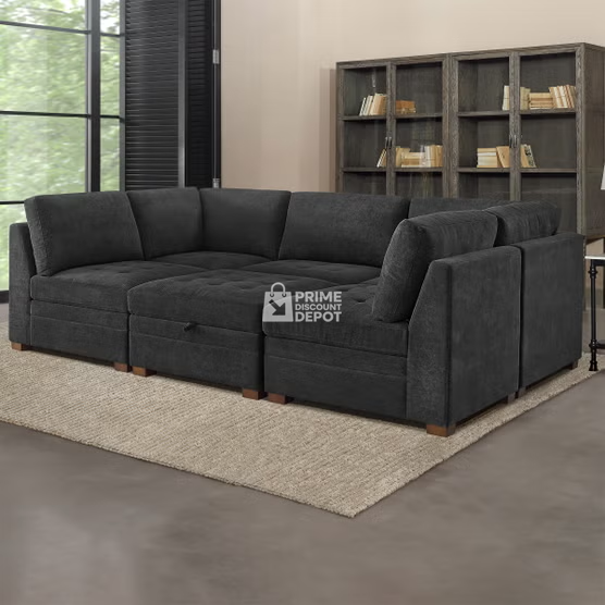 Thomasville Tisdale Fabric Sectional with Storage Ottoman - Image 4