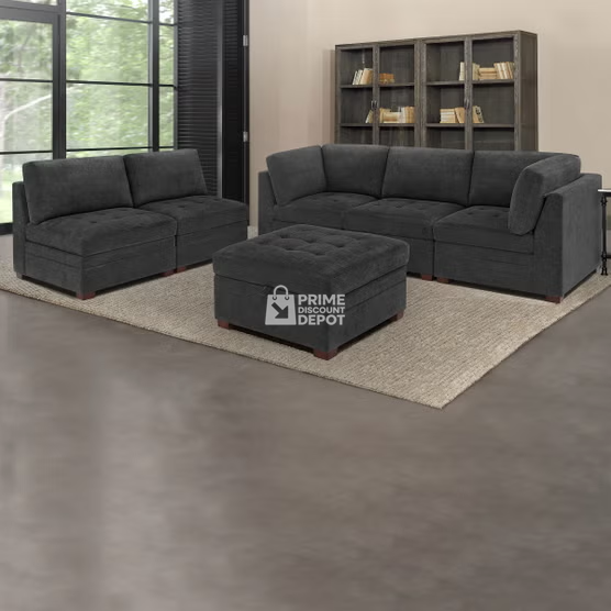 Thomasville Tisdale Fabric Sectional with Storage Ottoman - Image 6
