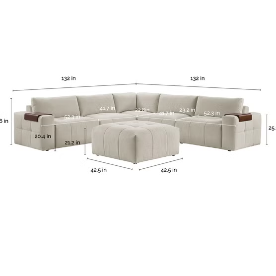 Paige 6-Piece Modular Fabric Sectional - Image 7
