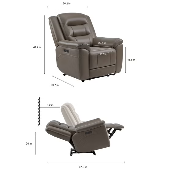 Mason Leather Power Recliner with Power Headrest - Image 7
