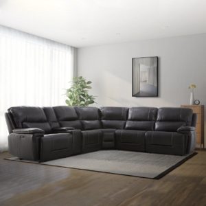 Malachi 6-Piece Leather Power Reclining Sectional with Power Headrests