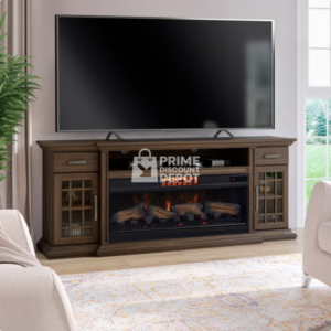 Everett 74″ TV Console with ClassicFlame CoolGlow 2-in-1 Electric Fireplace and Fan